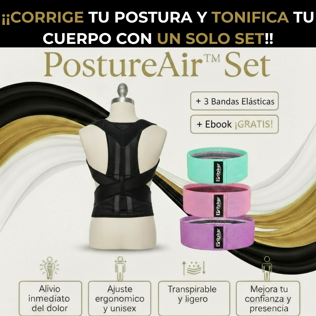 CORRECTOR DE POSTURA: POSTUREAIR™ SET + BANDAS ELASTICAS ¡¡GRATIS!!