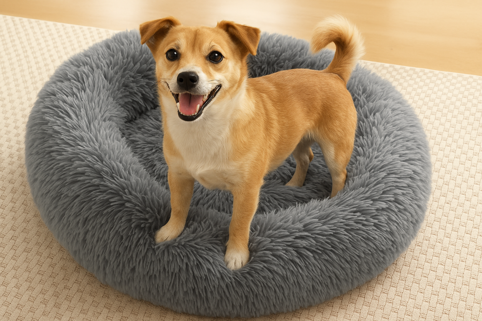 Perro feliz en cama SoftPaws - Materiales ultra suaves