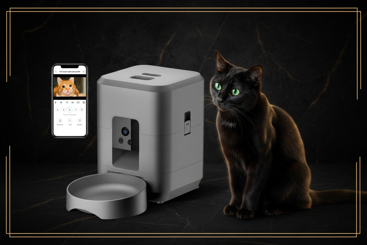 Imagen comercial Pet Feeder gris con cámara